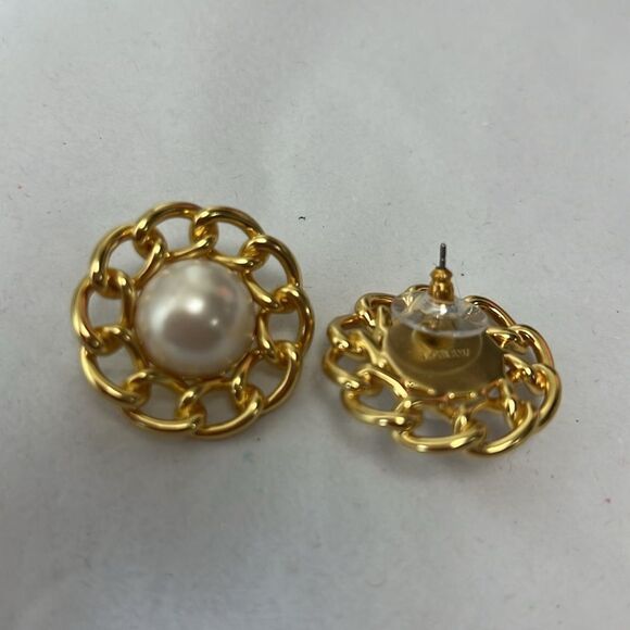 J. Crew CE992 Chainlink pearl studs Earrings NWT - Picture 5 of 7